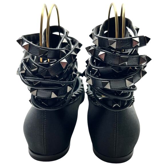 VALENTINO GARAVANI Rockstud Satin Ballet Flats EU 39 US 9 Black Wrap Around Shoe - Picture 6 of 16